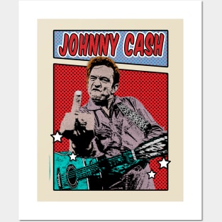 Johnny Cash middle finger Pop Art Comic Style Posters and Art